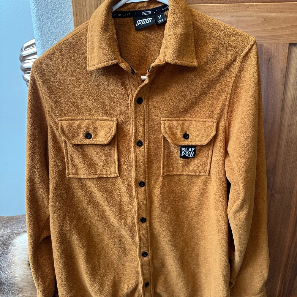 Puma Men’s Casual Button-Down Fleece Shirt Jacket - Mustard
